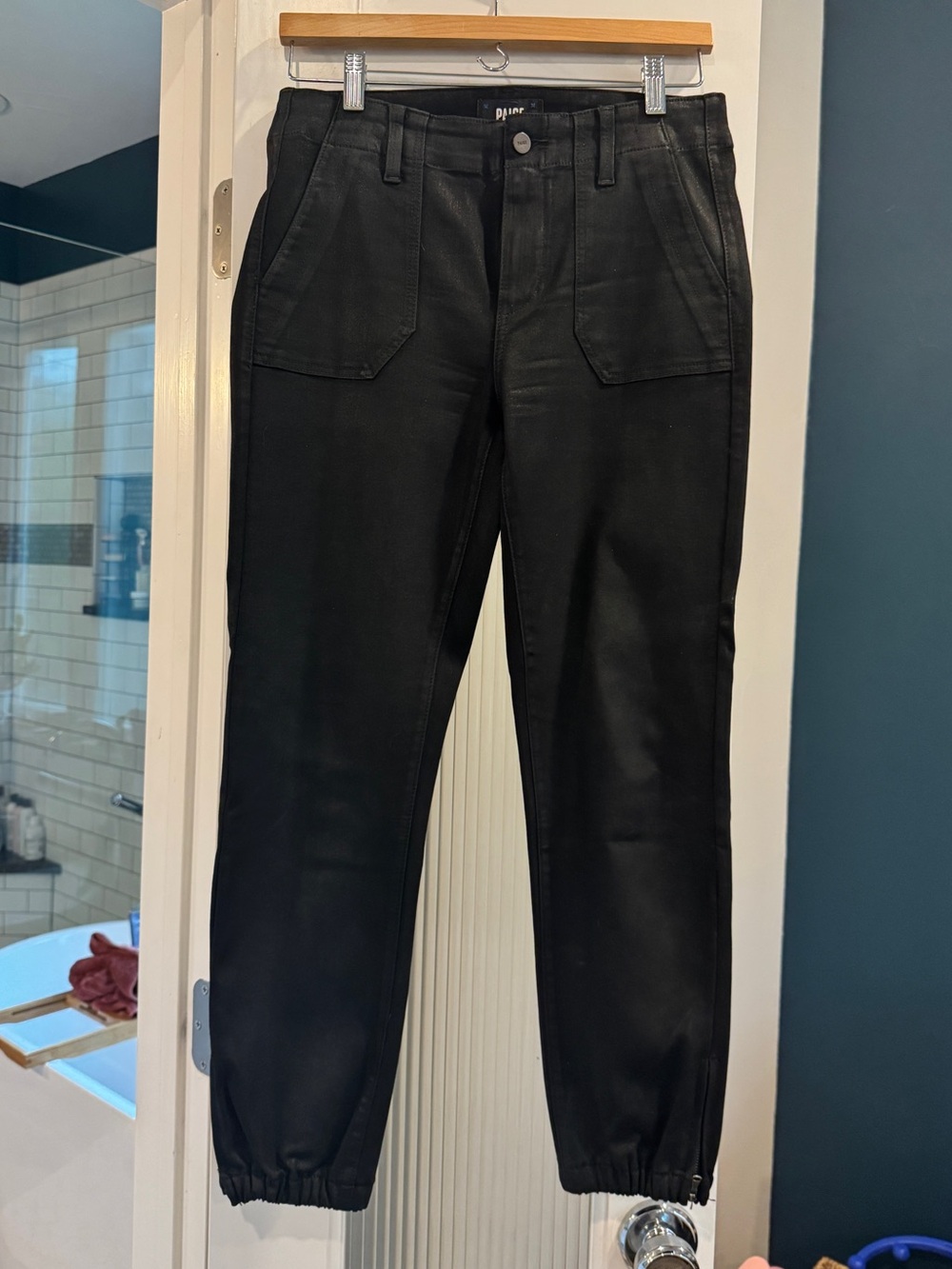 PAIGE Black Coated Joggers
